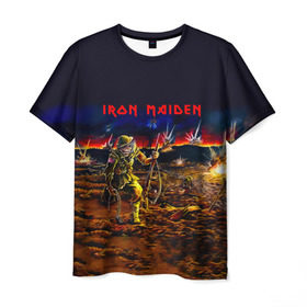 Мужская футболка 3D с принтом Боец Iron Maiden в Петрозаводске, 100% полиэфир | прямой крой, круглый вырез горловины, длина до линии бедер | iron maiden | адриан смит | айрон мейден | война | группа | дэйв мюррей | железная дева | ирон майден | метал | мрачный | музыка | песни | рок | солдат | стив харрис | тяжелый | хеви | хевиметал