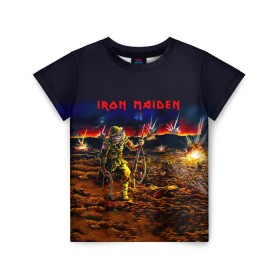 Детская футболка 3D с принтом Боец Iron Maiden в Петрозаводске, 100% гипоаллергенный полиэфир | прямой крой, круглый вырез горловины, длина до линии бедер, чуть спущенное плечо, ткань немного тянется | iron maiden | адриан смит | айрон мейден | война | группа | дэйв мюррей | железная дева | ирон майден | метал | мрачный | музыка | песни | рок | солдат | стив харрис | тяжелый | хеви | хевиметал
