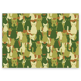 Поздравительная открытка с принтом Камуфляж в Петрозаводске, 100% бумага | плотность бумаги 280 г/м2, матовая, на обратной стороне линовка и место для марки
 | Тематика изображения на принте: camouflage | cat | камуфляж | кот