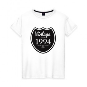 Женская футболка хлопок с принтом Vintage 1994 в Петрозаводске, 100% хлопок | прямой крой, круглый вырез горловины, длина до линии бедер, слегка спущенное плечо | 