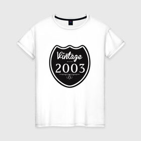 Женская футболка хлопок с принтом Vintage 2003 в Петрозаводске, 100% хлопок | прямой крой, круглый вырез горловины, длина до линии бедер, слегка спущенное плечо | 