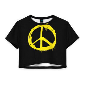 Женская футболка 3D укороченная с принтом Peace в Петрозаводске, 100% полиэстер | круглая горловина, длина футболки до линии талии, рукава с отворотами | peace | vppdgryphon | арт | краска | мирный | миролюбивый | пацифик | прикольные | хиппи | цветные