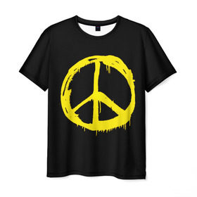 Мужская футболка 3D с принтом Peace в Петрозаводске, 100% полиэфир | прямой крой, круглый вырез горловины, длина до линии бедер | Тематика изображения на принте: peace | vppdgryphon | арт | краска | мирный | миролюбивый | пацифик | прикольные | хиппи | цветные