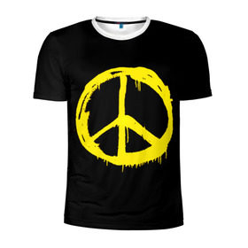 Мужская футболка 3D спортивная с принтом Peace в Петрозаводске, 100% полиэстер с улучшенными характеристиками | приталенный силуэт, круглая горловина, широкие плечи, сужается к линии бедра | peace | vppdgryphon | арт | краска | мирный | миролюбивый | пацифик | прикольные | хиппи | цветные