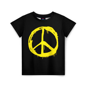 Детская футболка 3D с принтом Peace в Петрозаводске, 100% гипоаллергенный полиэфир | прямой крой, круглый вырез горловины, длина до линии бедер, чуть спущенное плечо, ткань немного тянется | Тематика изображения на принте: peace | vppdgryphon | арт | краска | мирный | миролюбивый | пацифик | прикольные | хиппи | цветные