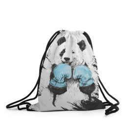 Рюкзак-мешок 3D с принтом Панда боксер в Петрозаводске, 100% полиэстер | плотность ткани — 200 г/м2, размер — 35 х 45 см; лямки — толстые шнурки, застежка на шнуровке, без карманов и подкладки | Тематика изображения на принте: бокс | боксер | панда | панда боксер | спорт