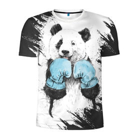 Мужская футболка 3D спортивная с принтом Панда боксер в Петрозаводске, 100% полиэстер с улучшенными характеристиками | приталенный силуэт, круглая горловина, широкие плечи, сужается к линии бедра | бокс | боксер | панда | панда боксер | спорт