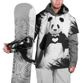 Накидка на куртку 3D с принтом Panda love в Петрозаводске, 100% полиэстер |  | 14 февраля | love | panda | panda love | день святого валентина | любовь | панда