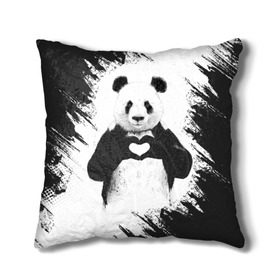 Подушка 3D с принтом Panda love в Петрозаводске, наволочка – 100% полиэстер, наполнитель – холлофайбер (легкий наполнитель, не вызывает аллергию). | состоит из подушки и наволочки. Наволочка на молнии, легко снимается для стирки | Тематика изображения на принте: 14 февраля | love | panda | panda love | день святого валентина | любовь | панда