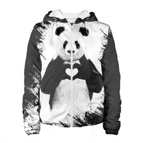 Женская куртка 3D с принтом Panda love в Петрозаводске, ткань верха — 100% полиэстер, подклад — флис | прямой крой, подол и капюшон оформлены резинкой с фиксаторами, два кармана без застежек по бокам, один большой потайной карман на груди. Карман на груди застегивается на липучку | 14 февраля | love | panda | panda love | день святого валентина | любовь | панда