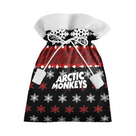 Подарочный 3D мешок с принтом Праздничный Arctic Monkeys в Петрозаводске, 100% полиэстер | Размер: 29*39 см | алекс тёрнер | арктик | арктические мартышки | гаражный | группа | джейми кук | знак | инди рок | красный | м | манкис | музыка | надпись | ник о мэлли | новогодний | новый год | обезьяна