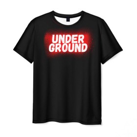 Мужская футболка 3D с принтом Underground в Петрозаводске, 100% полиэфир | прямой крой, круглый вырез горловины, длина до линии бедер | calligraphy | fonts | hiphop | logo | paint | rap | style | trap | under | underground | андерграунд | каллиграфия | рэп | стиль | трэп | хипхоп | шрифт