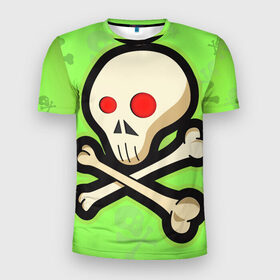 Мужская футболка 3D спортивная с принтом Toxic skull в Петрозаводске, 100% полиэстер с улучшенными характеристиками | приталенный силуэт, круглая горловина, широкие плечи, сужается к линии бедра | skull | toxic skull | кости | череп