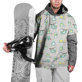 Накидка на куртку 3D с принтом Ленивцы в Петрозаводске, 100% полиэстер |  | Тематика изображения на принте: дерево | книга | ленивец | милота | сон | спать | чтение