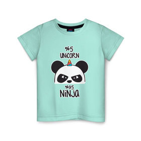 Детская футболка хлопок с принтом Unicorn ninja в Петрозаводске, 100% хлопок | круглый вырез горловины, полуприлегающий силуэт, длина до линии бедер | panda dab | unicorn ninja