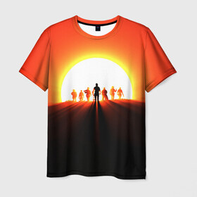 Мужская футболка 3D с принтом Sun в Петрозаводске, 100% полиэфир | прямой крой, круглый вырез горловины, длина до линии бедер | red dead redemption | red dead redemption 2 | дикий запад | ковбои