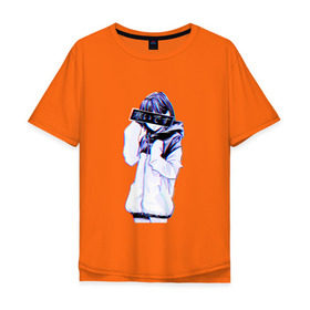 Мужская футболка хлопок Oversize с принтом Sad Japanese Aesthetic в Петрозаводске, 100% хлопок | свободный крой, круглый ворот, “спинка” длиннее передней части | Тематика изображения на принте: 