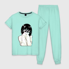 Женская пижама хлопок с принтом LOVE (Japanese) в Петрозаводске, 100% хлопок | брюки и футболка прямого кроя, без карманов, на брюках мягкая резинка на поясе и по низу штанин | люблю