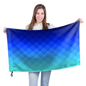 Флаг 3D с принтом Blue geometria в Петрозаводске, 100% полиэстер | плотность ткани — 95 г/м2, размер — 67 х 109 см. Принт наносится с одной стороны | blue | geometria | абстракция | бирюза | бирюзовый | геометрия | куб | синий