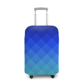 Чехол для чемодана 3D с принтом Blue geometria в Петрозаводске, 86% полиэфир, 14% спандекс | двустороннее нанесение принта, прорези для ручек и колес | blue | geometria | абстракция | бирюза | бирюзовый | геометрия | куб | синий