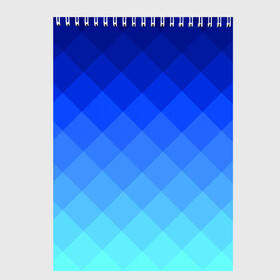 Скетчбук с принтом Blue geometria в Петрозаводске, 100% бумага
 | 48 листов, плотность листов — 100 г/м2, плотность картонной обложки — 250 г/м2. Листы скреплены сверху удобной пружинной спиралью | blue | geometria | абстракция | бирюза | бирюзовый | геометрия | куб | синий