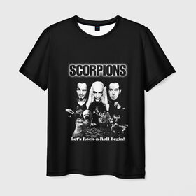 Мужская футболка 3D с принтом Группа Scorpions в Петрозаводске, 100% полиэфир | прямой крой, круглый вырез горловины, длина до линии бедер | scorpions | группа | скорпионс | хард | хардрок