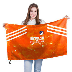 Флаг 3D с принтом Atletico Madrid Original #5 в Петрозаводске, 100% полиэстер | плотность ткани — 95 г/м2, размер — 67 х 109 см. Принт наносится с одной стороны | атлетико мадрид | полосы | эмблема