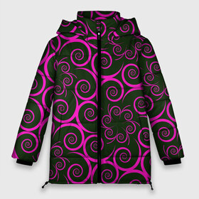 Женская зимняя куртка 3D с принтом Розовые цветы в Петрозаводске, верх — 100% полиэстер; подкладка — 100% полиэстер; утеплитель — 100% полиэстер | длина ниже бедра, силуэт Оверсайз. Есть воротник-стойка, отстегивающийся капюшон и ветрозащитная планка. 

Боковые карманы с листочкой на кнопках и внутренний карман на молнии | pink | кружева | лепестки | розовый | спираль | узор | фрактал | цветки | цветок | цветы
