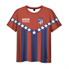 Мужская футболка 3D с принтом Atletico Madrid Original #11 в Петрозаводске, 100% полиэфир | прямой крой, круглый вырез горловины, длина до линии бедер | атлетико мадрид | полосы | эмблема