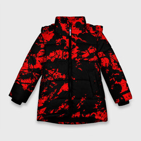 Зимняя куртка для девочек 3D с принтом Красные краски в Петрозаводске, ткань верха — 100% полиэстер; подклад — 100% полиэстер, утеплитель — 100% полиэстер. | длина ниже бедра, удлиненная спинка, воротник стойка и отстегивающийся капюшон. Есть боковые карманы с листочкой на кнопках, утяжки по низу изделия и внутренний карман на молнии. 

Предусмотрены светоотражающий принт на спинке, радужный светоотражающий элемент на пуллере молнии и на резинке для утяжки. | abstraction | абстракция красок | брызги красок | краска | красные краски | потертость красок | разводы красок | черно белый