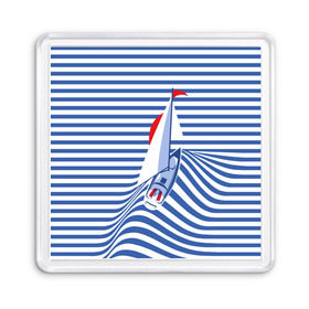 Магнит 55*55 с принтом Яхта в Петрозаводске, Пластик | Размер: 65*65 мм; Размер печати: 55*55 мм | Тематика изображения на принте: flag | joke | prank | sail | sea | stripes | water | waves | yacht vest | вода | волны | море | парус | полосы | прикол | тельняшка | флаг | шутка | яхта
