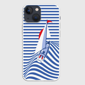 Чехол для iPhone 13 mini с принтом Яхта в Петрозаводске,  |  | flag | joke | prank | sail | sea | stripes | water | waves | yacht vest | вода | волны | море | парус | полосы | прикол | тельняшка | флаг | шутка | яхта