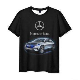 Мужская футболка 3D с принтом Mercedes-Benz в Петрозаводске, 100% полиэфир | прямой крой, круглый вырез горловины, длина до линии бедер | kомпания производитель легковых автомобилей премиального класса | немецкое качество