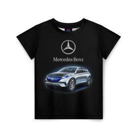 Детская футболка 3D с принтом Mercedes-Benz в Петрозаводске, 100% гипоаллергенный полиэфир | прямой крой, круглый вырез горловины, длина до линии бедер, чуть спущенное плечо, ткань немного тянется | kомпания производитель легковых автомобилей премиального класса | немецкое качество