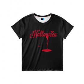 Детская футболка 3D с принтом Кровавый хэллоуин в Петрозаводске, 100% гипоаллергенный полиэфир | прямой крой, круглый вырез горловины, длина до линии бедер, чуть спущенное плечо, ткань немного тянется | 31 октября | halloween | день святых | праздник | праздник мертвых | тыква | хэллоуин