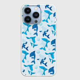 Чехол для iPhone 13 Pro с принтом Акулы в Петрозаводске,  |  | shark | акула | вода | море | океан | пузыри | рыба | рыбалка