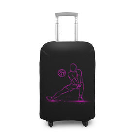 Чехол для чемодана 3D с принтом Volleyball in neon в Петрозаводске, 86% полиэфир, 14% спандекс | двустороннее нанесение принта, прорези для ручек и колес | athletic sports | athletics | sport | volleybal | weightlifting | атлетика | волейбол | спорт