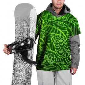 Накидка на куртку 3D с принтом зеленые узоры в Петрозаводске, 100% полиэстер |  | Тематика изображения на принте: green | абстракция | арт | восток | геометрия | зелень | индия | орнамент | роспись | узоры | цветы