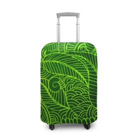 Чехол для чемодана 3D с принтом зеленые узоры в Петрозаводске, 86% полиэфир, 14% спандекс | двустороннее нанесение принта, прорези для ручек и колес | green | абстракция | арт | восток | геометрия | зелень | индия | орнамент | роспись | узоры | цветы