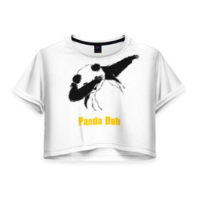 Женская футболка 3D укороченная с принтом Panda dub в Петрозаводске, 100% полиэстер | круглая горловина, длина футболки до линии талии, рукава с отворотами | Тематика изображения на принте: dab | dance | dub | movement | panda | движение | панда | танец