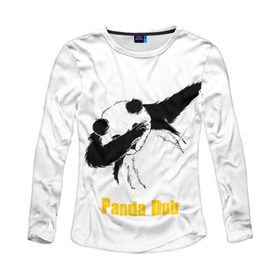 Женский лонгслив 3D с принтом Panda dub в Петрозаводске, 100% полиэстер | длинные рукава, круглый вырез горловины, полуприлегающий силуэт | Тематика изображения на принте: dab | dance | dub | movement | panda | движение | панда | танец