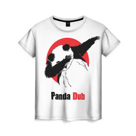 Женская футболка 3D с принтом Panda dub в Петрозаводске, 100% полиэфир ( синтетическое хлопкоподобное полотно) | прямой крой, круглый вырез горловины, длина до линии бедер | Тематика изображения на принте: dab | dance | dub | movement | panda | движение | панда | танец