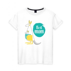 Женская футболка хлопок с принтом best mom в Петрозаводске, 100% хлопок | прямой крой, круглый вырез горловины, длина до линии бедер, слегка спущенное плечо | дети | мама | семья