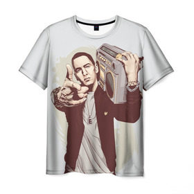 Мужская футболка 3D с принтом Eminem Art в Петрозаводске, 100% полиэфир | прямой крой, круглый вырез горловины, длина до линии бедер | art | eminem | hip hop | rap | rap god | арт | брюс | бумбокс | маршалл | мэтерс | рэп | хим хоп | эминем