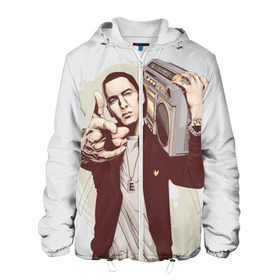 Мужская куртка 3D с принтом Eminem Art в Петрозаводске, ткань верха — 100% полиэстер, подклад — флис | прямой крой, подол и капюшон оформлены резинкой с фиксаторами, два кармана без застежек по бокам, один большой потайной карман на груди. Карман на груди застегивается на липучку | Тематика изображения на принте: art | eminem | hip hop | rap | rap god | арт | брюс | бумбокс | маршалл | мэтерс | рэп | хим хоп | эминем