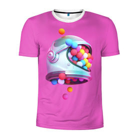 Мужская футболка 3D спортивная с принтом Colorful balls в Петрозаводске, 100% полиэстер с улучшенными характеристиками | приталенный силуэт, круглая горловина, широкие плечи, сужается к линии бедра | balls | colorful | helmet | pink | колорит | космонавт | космос | розовый | скафандр | цвет | шарики | шары | шлем