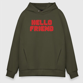 Мужское худи Oversize хлопок с принтом Hello Friend в Петрозаводске, френч-терри — 70% хлопок, 30% полиэстер. Мягкий теплый начес внутри —100% хлопок | боковые карманы, эластичные манжеты и нижняя кромка, капюшон на магнитной кнопке | Тематика изображения на принте: mr robot | rami malek | мистер робот | рами малек