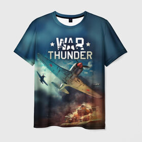 Мужская футболка 3D с принтом Гром войны в Петрозаводске, 100% полиэфир | прямой крой, круглый вырез горловины, длина до линии бедер | Тематика изображения на принте: war thunder | гром войны