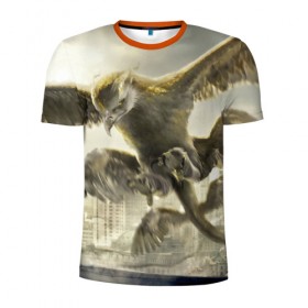 Мужская футболка 3D спортивная с принтом Птица-гром в Петрозаводске, 100% полиэстер с улучшенными характеристиками | приталенный силуэт, круглая горловина, широкие плечи, сужается к линии бедра | 