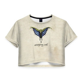 Женская футболка 3D укороченная с принтом Swooping evil в Петрозаводске, 100% полиэстер | круглая горловина, длина футболки до линии талии, рукава с отворотами | мифические животные | мифы